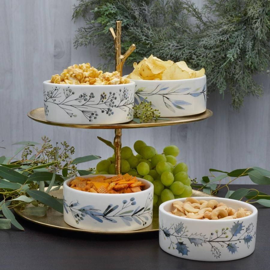 Serveware Fitz and Floyd Appetizer And Snack Serveware | Noel Noir Set Of 4 Snack Dessert Bowls