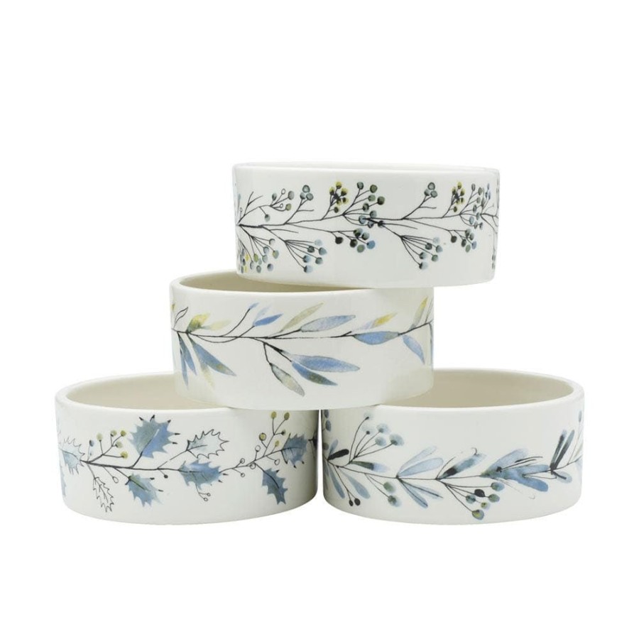 Serveware Fitz and Floyd Appetizer And Snack Serveware | Noel Noir Set Of 4 Snack Dessert Bowls