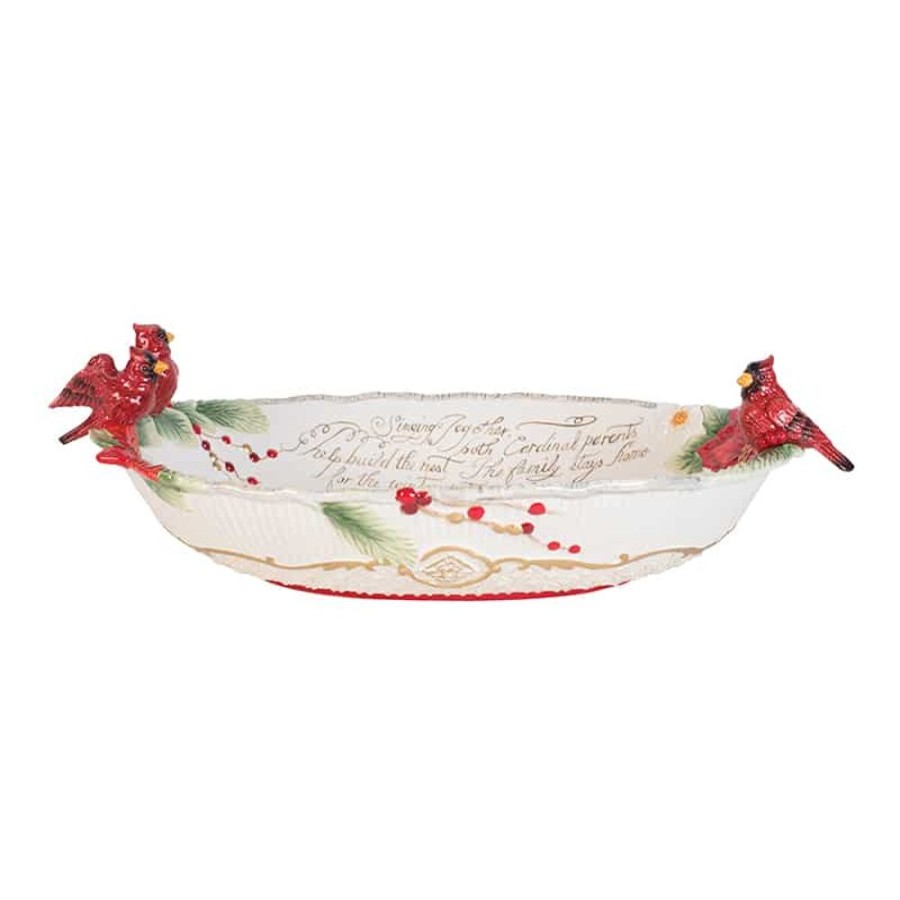 Serveware Fitz and Floyd Serving Bowls | Cardinal Christmas Centerpiece Bowl