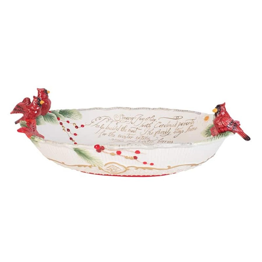 Serveware Fitz and Floyd Serving Bowls | Cardinal Christmas Centerpiece Bowl