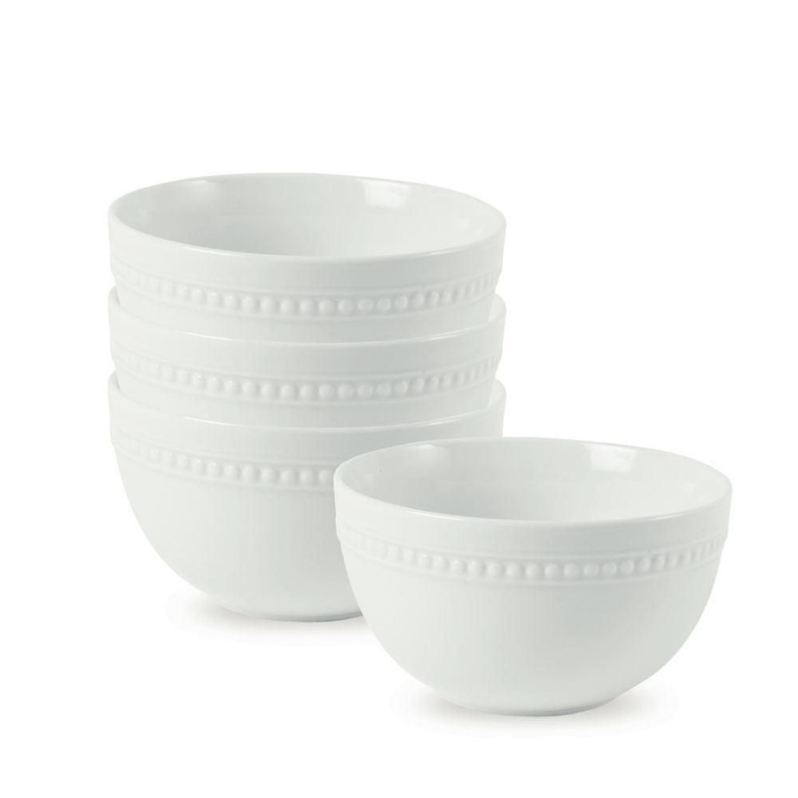 Dining Fitz and Floyd Individual Bowls | Everyday White® Beaded Set Of 4 Soup Cereal Bowls