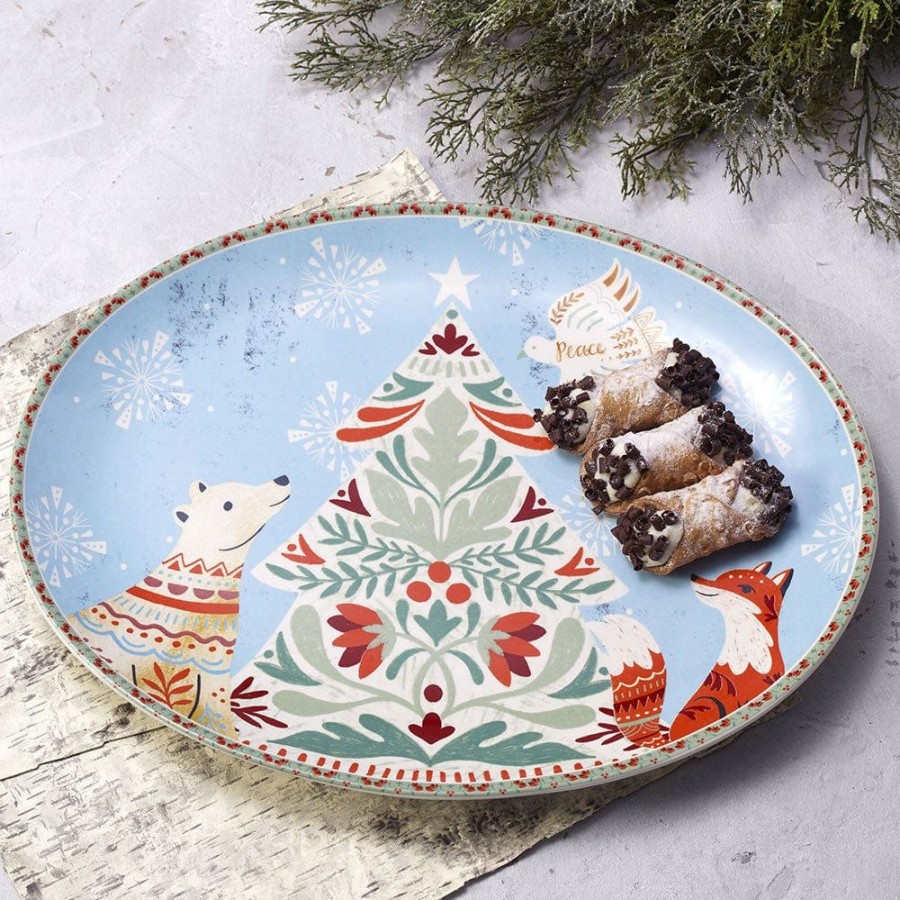 Serveware Fitz and Floyd Platters | Cottage Christmas Large Platter