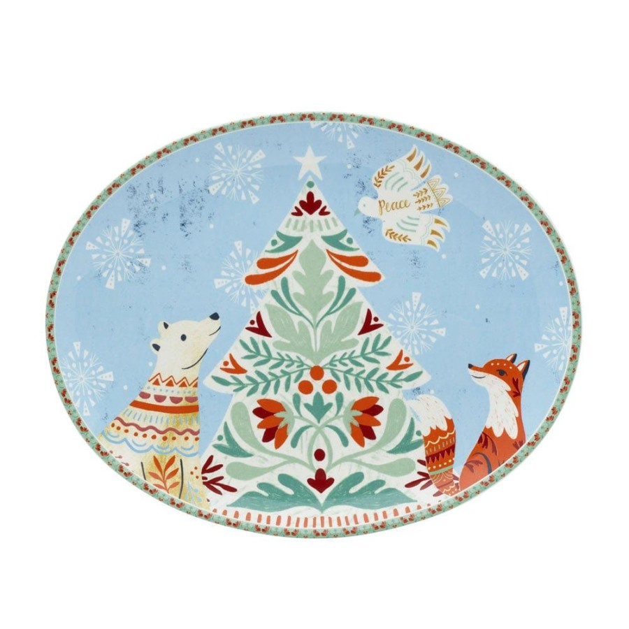 Serveware Fitz and Floyd Platters | Cottage Christmas Large Platter