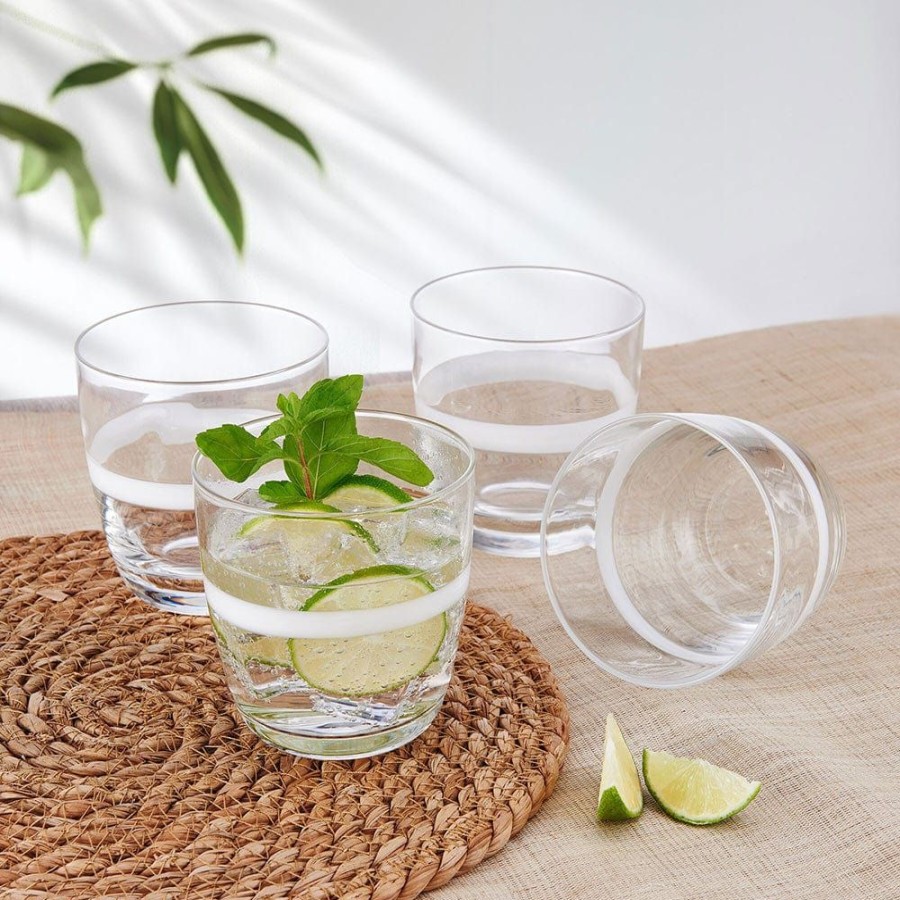 Dining Fitz and Floyd Glasses | Organic Band Double Old Fashioned Glasses Set Of 4