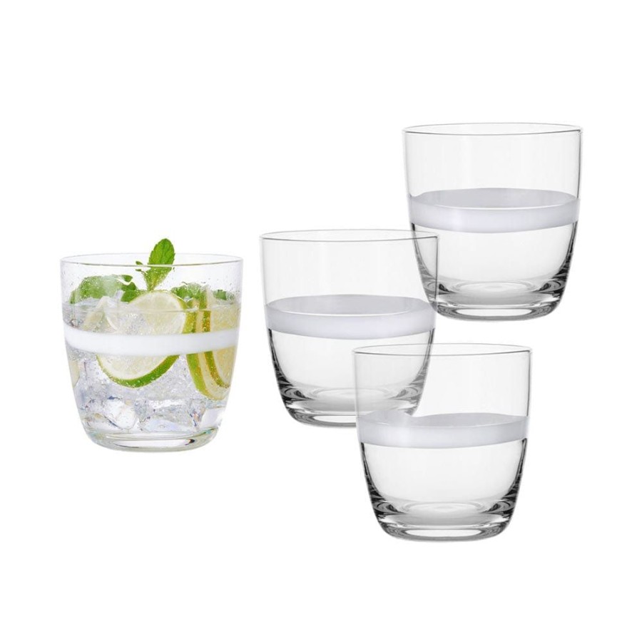 Dining Fitz and Floyd Glasses | Organic Band Double Old Fashioned Glasses Set Of 4