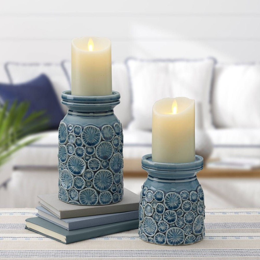 Serveware Fitz and Floyd Candleholders | Coastal Home Pillar Candleholders, Set Of 2