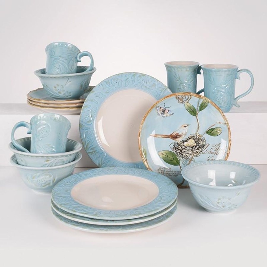 Dining Fitz and Floyd Dinnerware Sets | Toulouse Blue 16 Piece Dinnerware Set, Service For 4