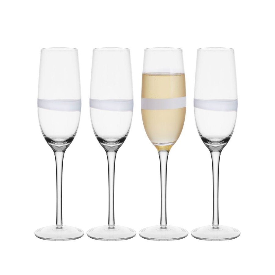 Dining Fitz and Floyd Glasses | Organic Band Champagne Flute Glasses Set Of 4