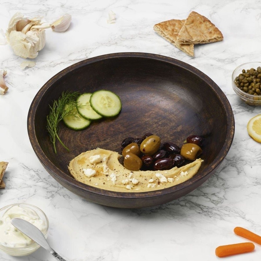 Serveware Fitz and Floyd Serving Bowls | Austin Craft Mango Wood Serve Bowl, Espresso