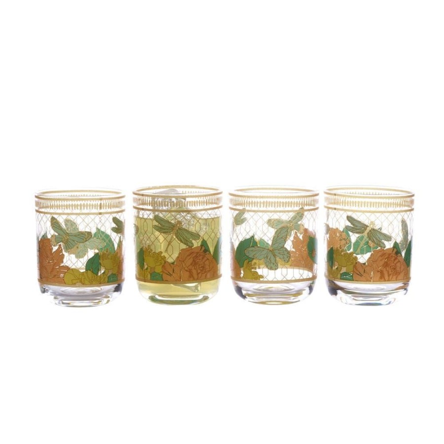 Dining Fitz and Floyd Glasses | Vintage Vibe Double Old Fashioned Glasses Set Of 4