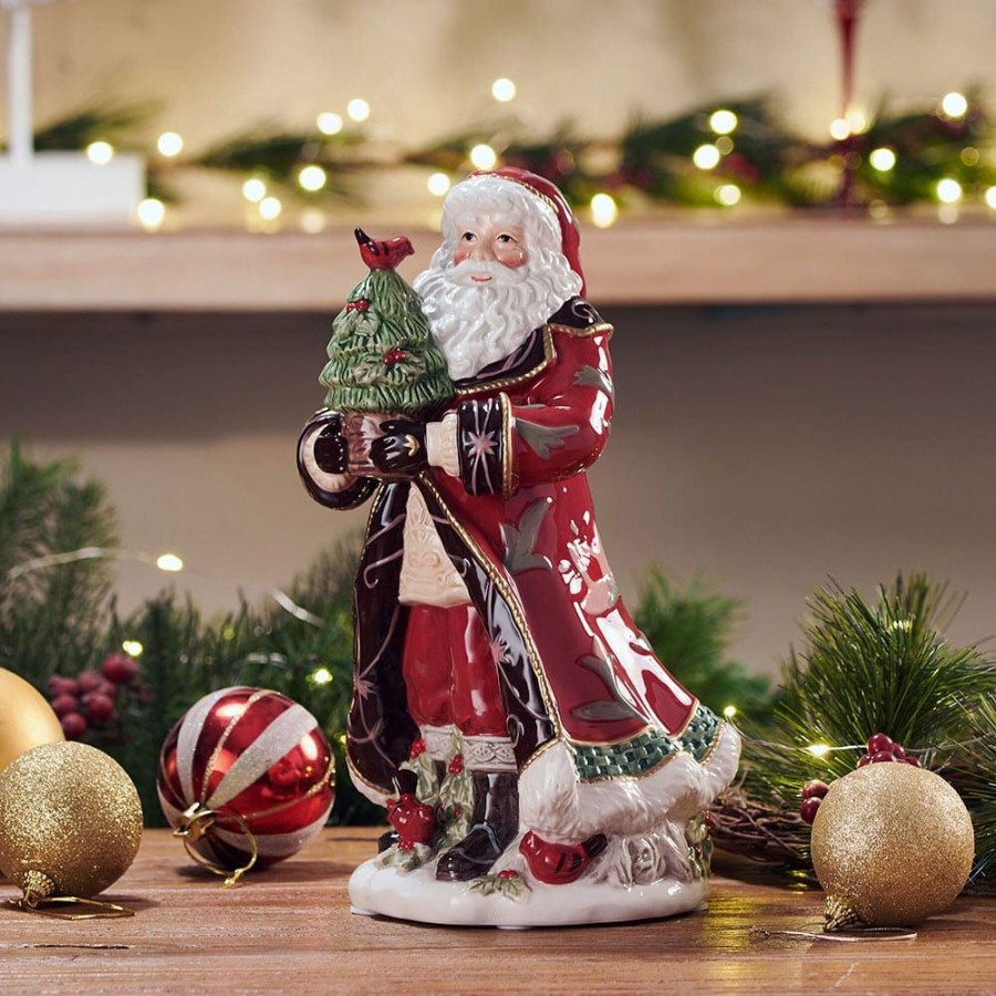 Figurines Fitz and Floyd Santa | Chalet Holiday Musical Santa Figurine, O Christmas Tree, 10.25 In