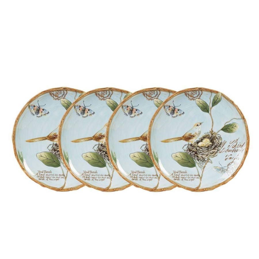 Dining Fitz and Floyd Salad Plates | Toulouse Set Of 4 Blue Accent Salad Plates