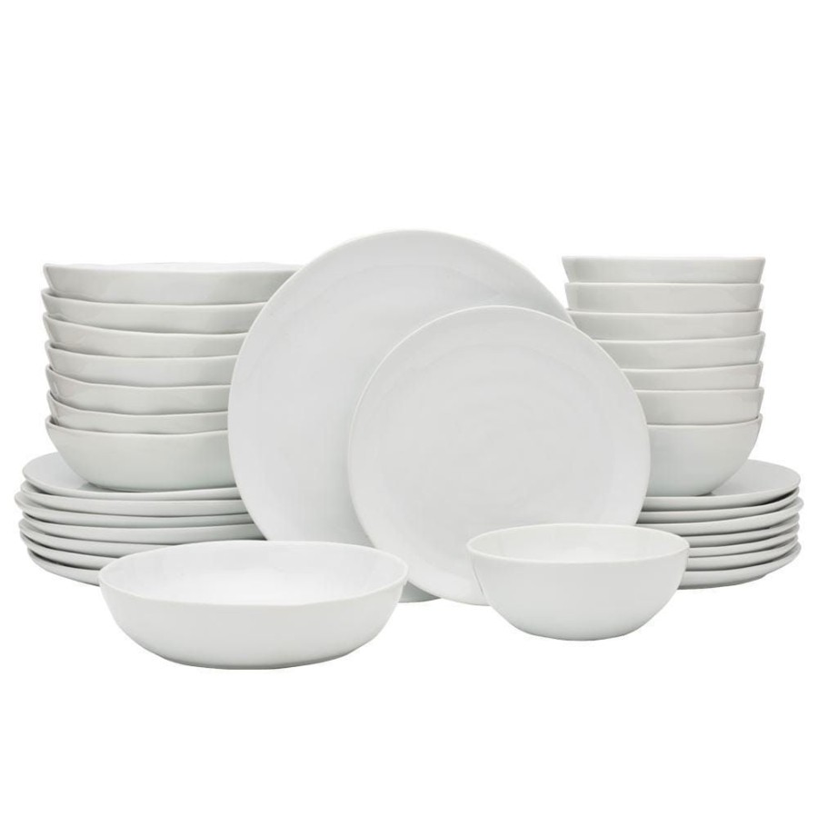 Dining Fitz and Floyd Dinnerware Sets | Everyday White® Organic 32 Piece Dinnerware Set, Service For 8