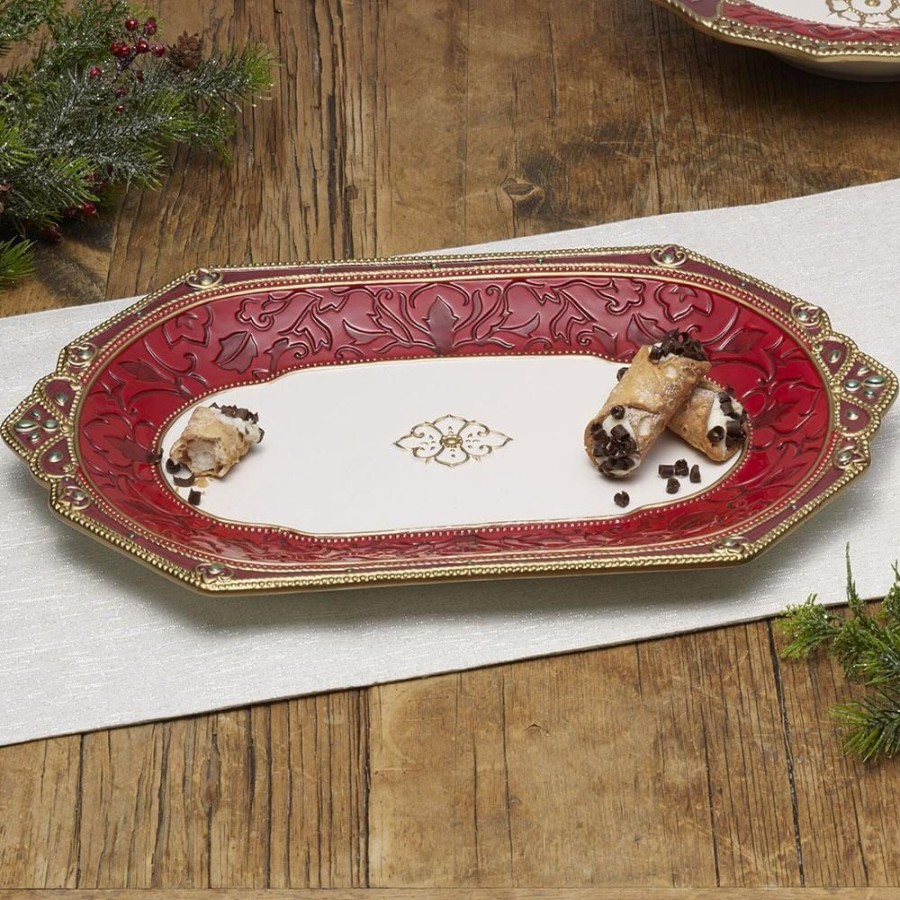 Serveware Fitz and Floyd Platters | Renaissance Holiday Platter 18-3/4 Inch