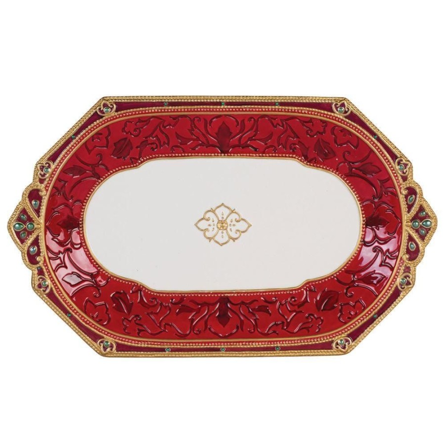 Serveware Fitz and Floyd Platters | Renaissance Holiday Platter 18-3/4 Inch