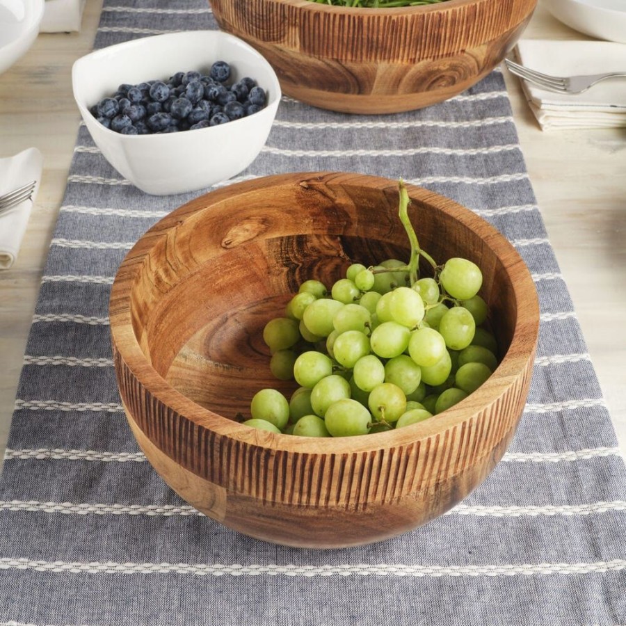 Serveware Fitz and Floyd Serving Bowls | Caleb Acacia Wood Serve Bowl, 9 In