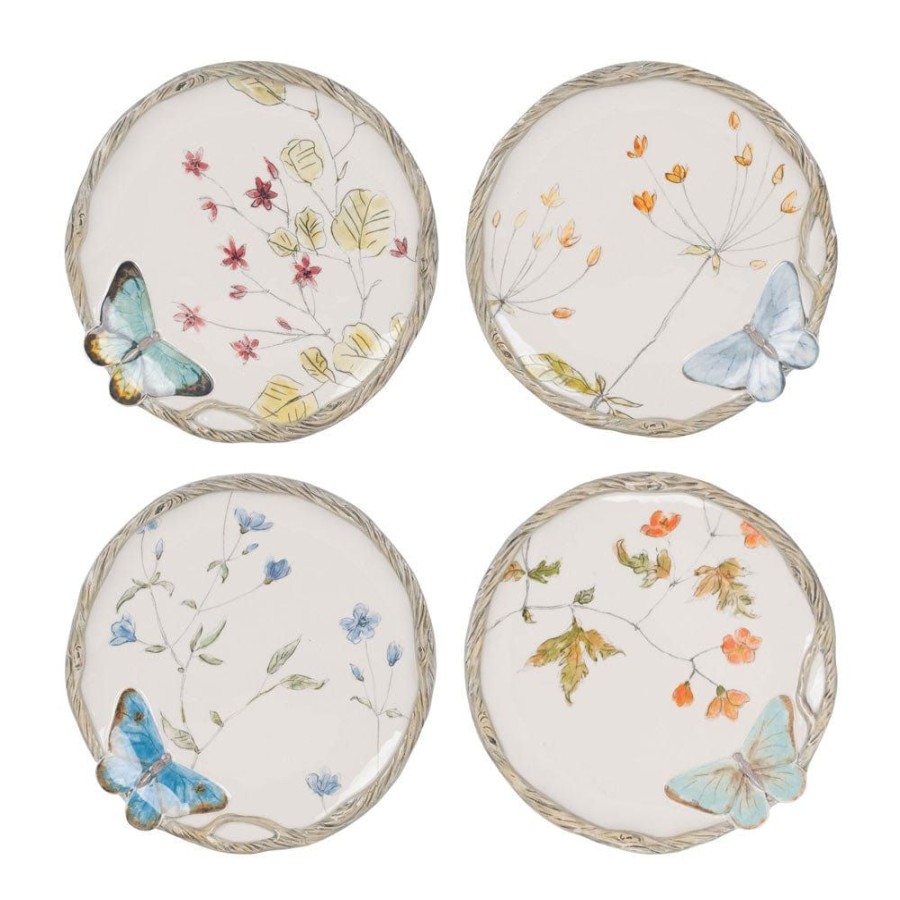 Dining Fitz and Floyd Salad Plates | Butterfly Fields Set Of 4 Salad Plates