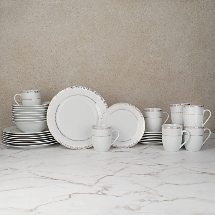 Dining Fitz and Floyd Dinnerware Sets | Gold Serif 32 Piece Dinnerware Set, Service For 8