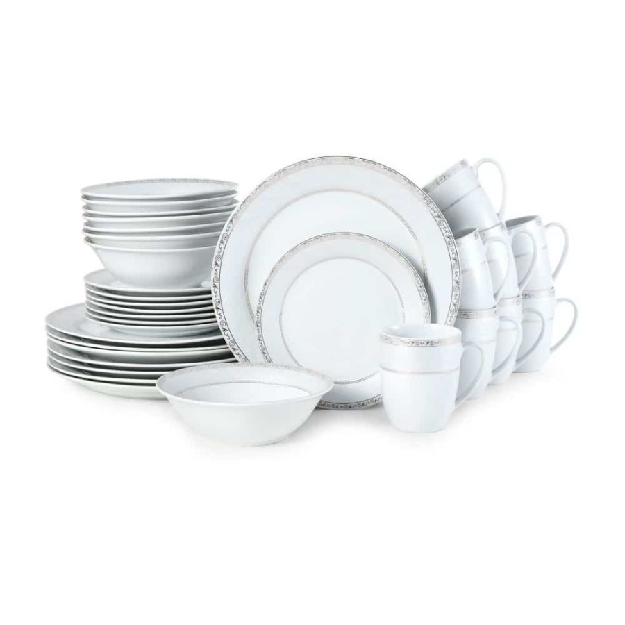 Dining Fitz and Floyd Dinnerware Sets | Gold Serif 32 Piece Dinnerware Set, Service For 8