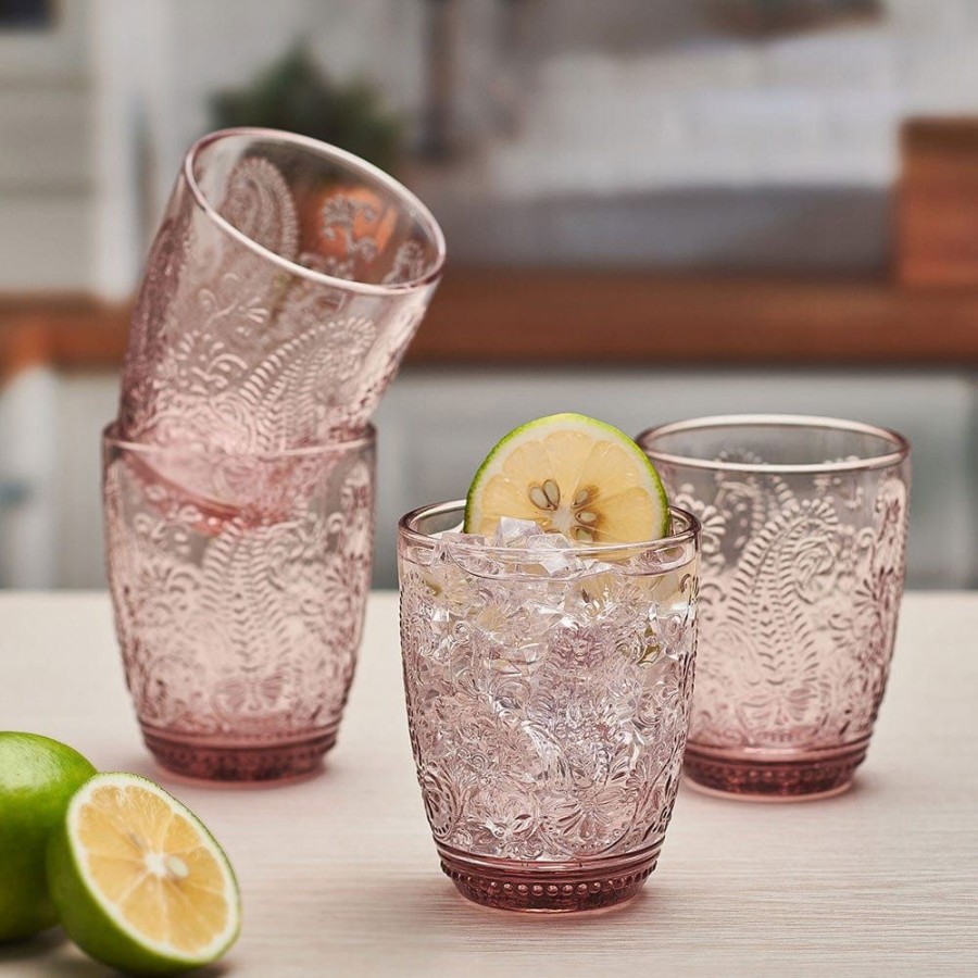 Dining Fitz and Floyd Glasses | Maddi Double Old Fashioned Glasses Set Of 4 Blush