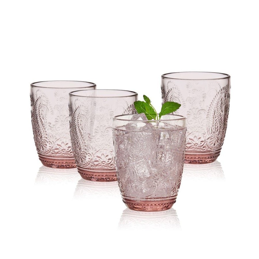 Dining Fitz and Floyd Glasses | Maddi Double Old Fashioned Glasses Set Of 4 Blush