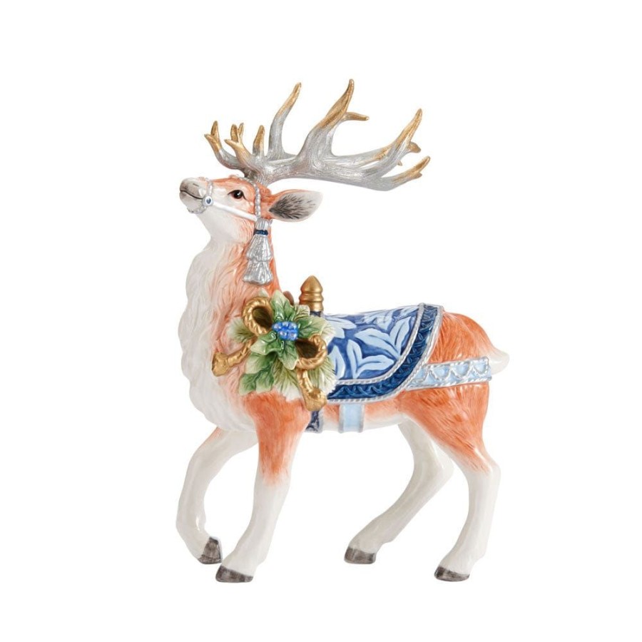 Figurines Fitz and Floyd Deer | Holiday Home Blue Deer Figurine, 12.5 In