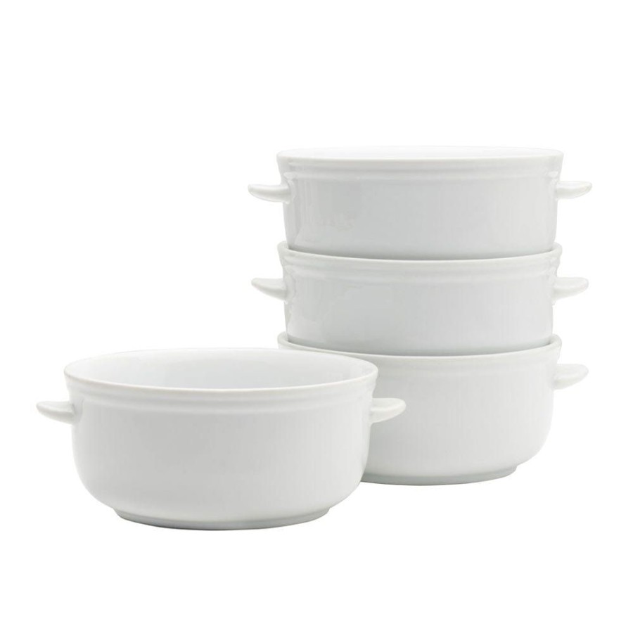 Dining Fitz and Floyd Individual Bowls | Everyday White® Set Of 4 Soup Double Handle Chili Bowls