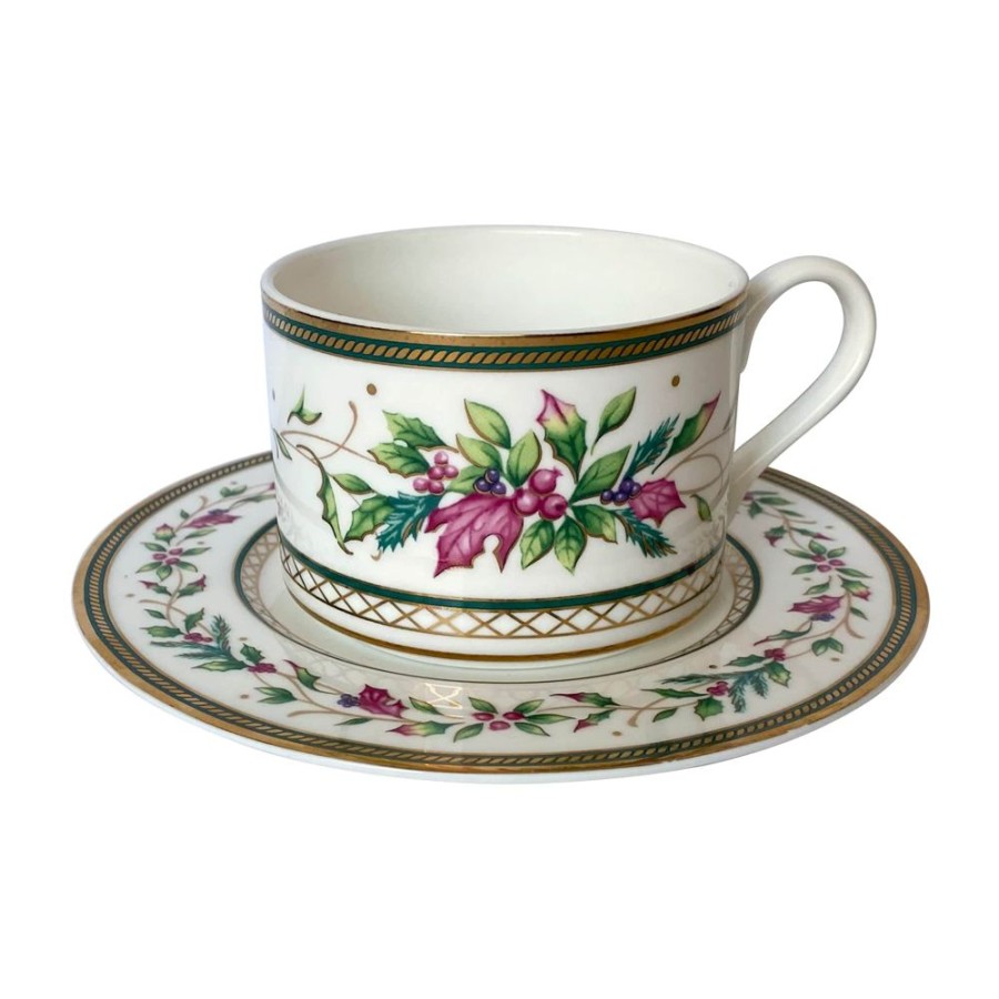 Dining Fitz and Floyd Mugs | Winter Holiday Cup And Saucer Set, New Style