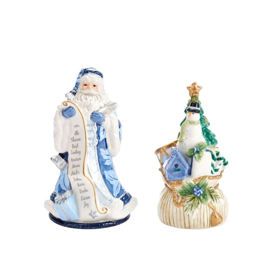 Serveware Fitz and Floyd Salt And Pepper Sets | Holiday Home Blue Santa Salt And Pepper Set