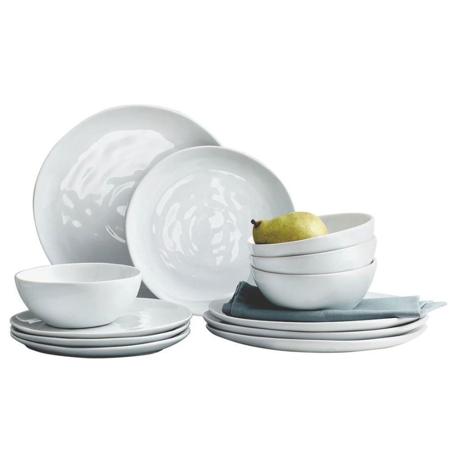 Dining Fitz and Floyd Dinnerware Sets | Everyday White® Organic 12 Piece Dinnerware Set, Service For 4