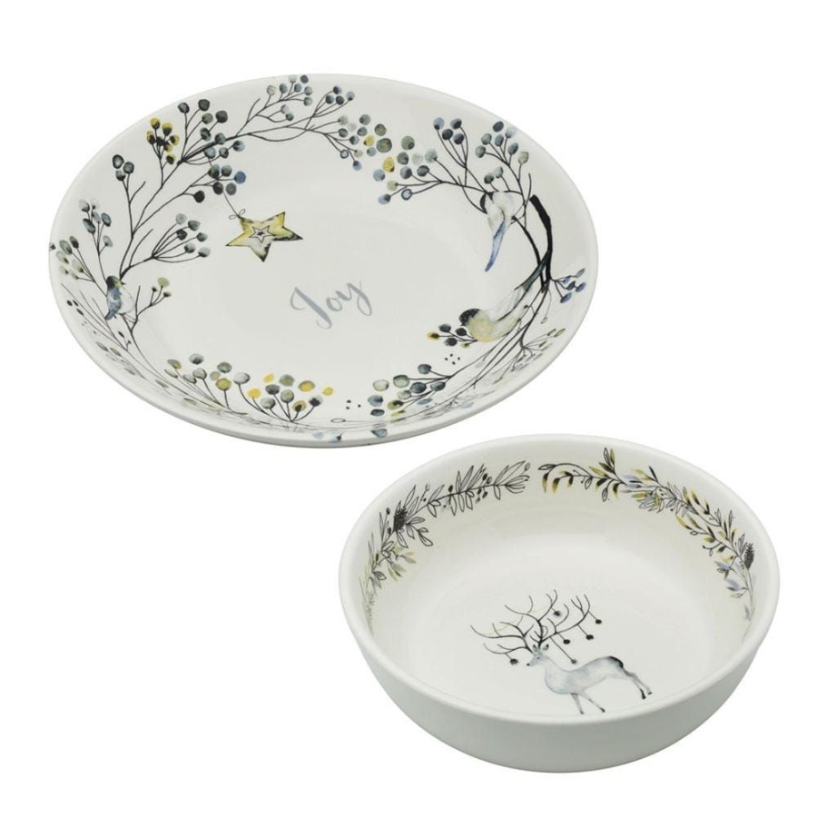 Serveware Fitz and Floyd Serving Bowls | Noel Noir Set Of 2 Vegetable Serve Bowls