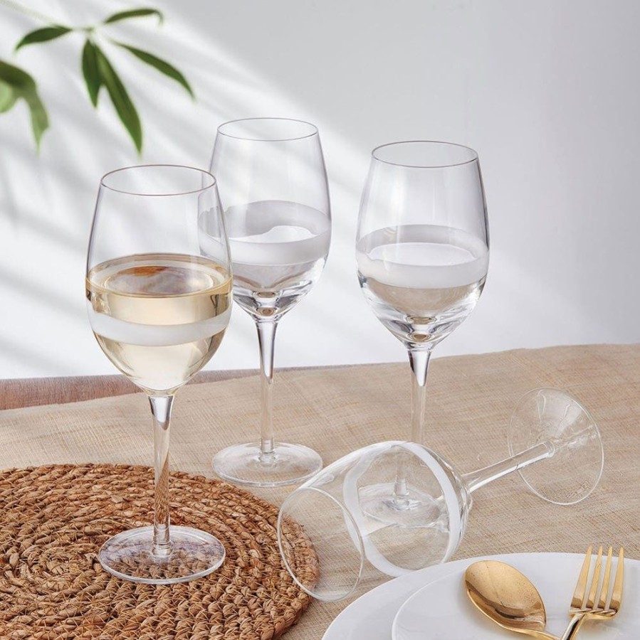 Dining Fitz and Floyd Glasses | Organic Band White Wine Glasses Set Of 4