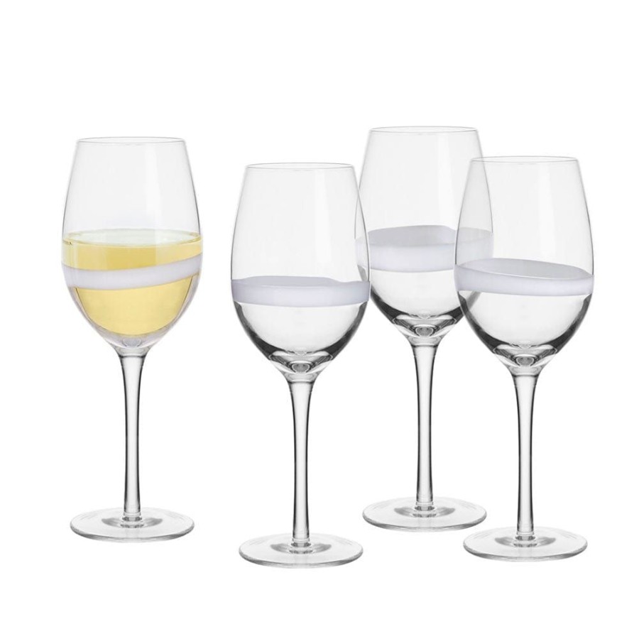 Dining Fitz and Floyd Glasses | Organic Band White Wine Glasses Set Of 4