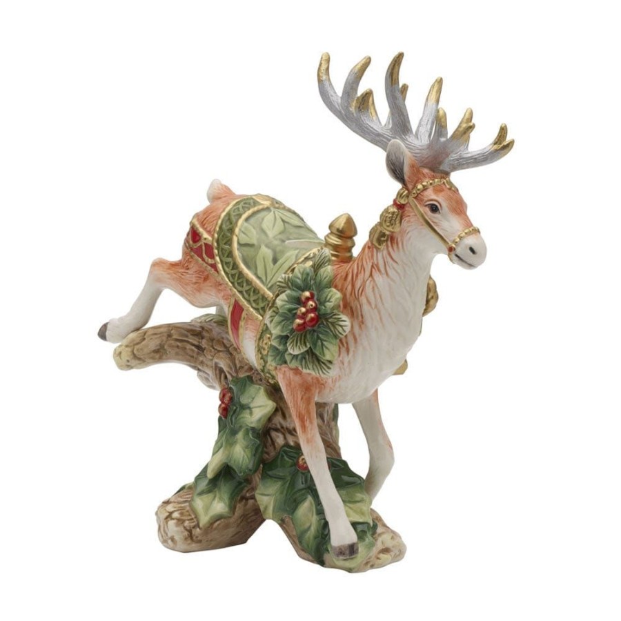 Serveware Fitz and Floyd Candleholders | Holiday Home Green Landing Deer Candleholder