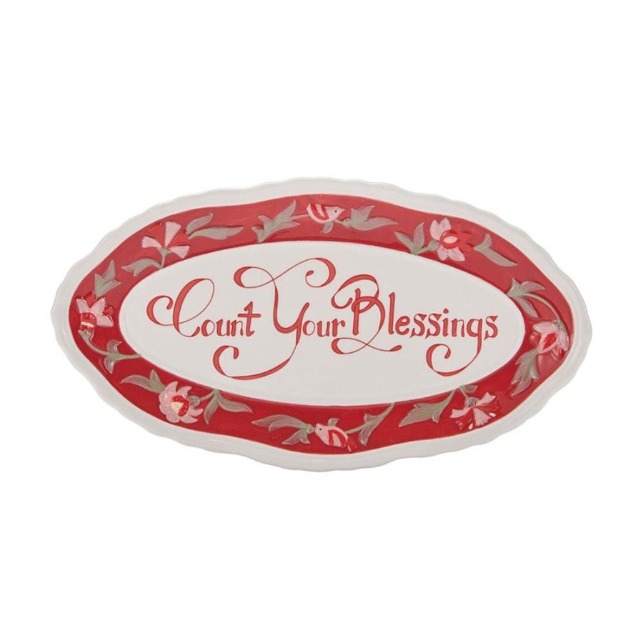 Serveware Fitz and Floyd Platters | Chalet Sentiment Tray, Count Your Blessings