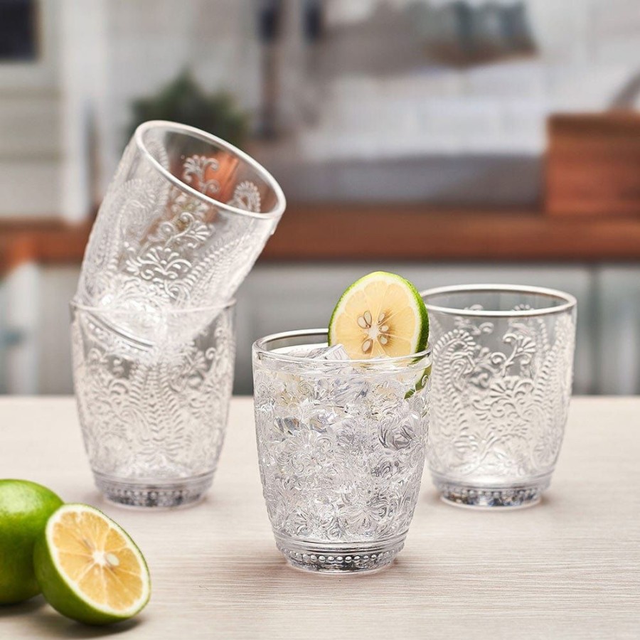 Dining Fitz and Floyd Glasses | Maddi Double Old Fashioned Glasses Set Of 4, Clear