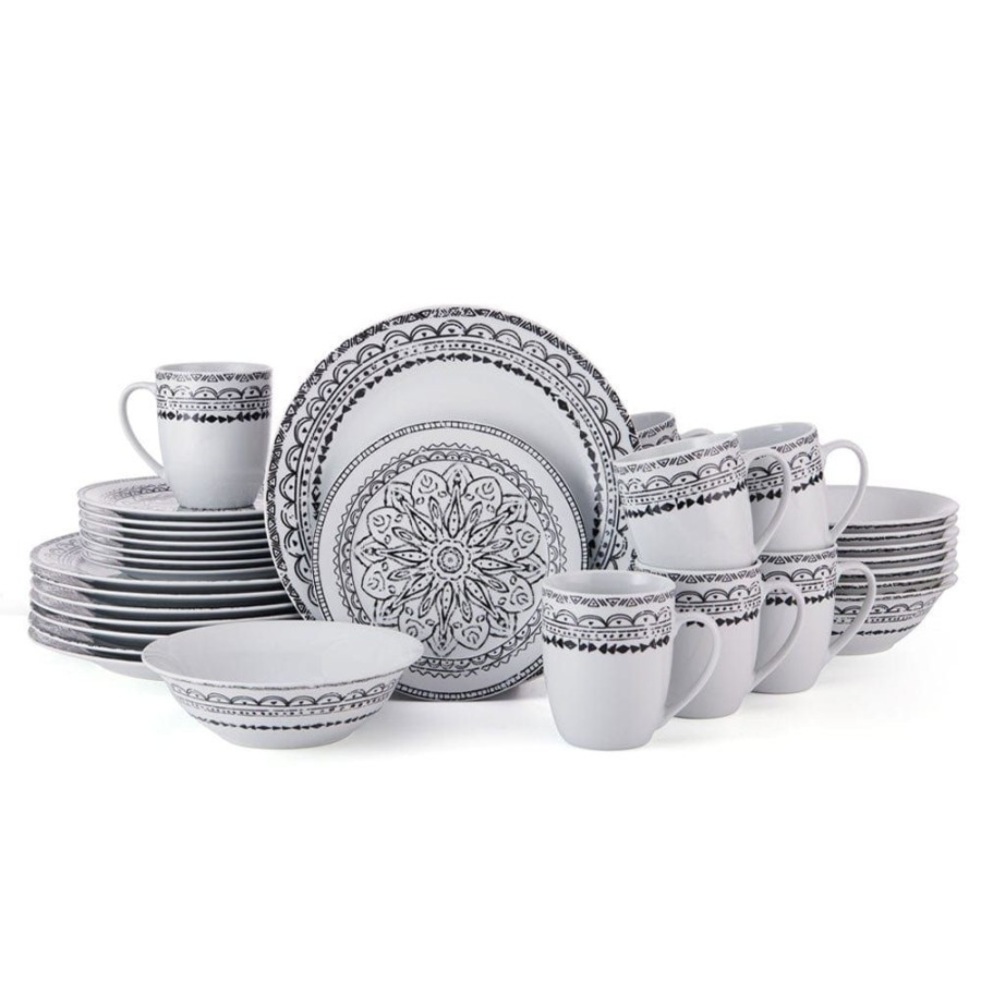 Dining Fitz and Floyd Dinnerware Sets | Ink Delight 32 Piece Dinnerware Set, Service For 8