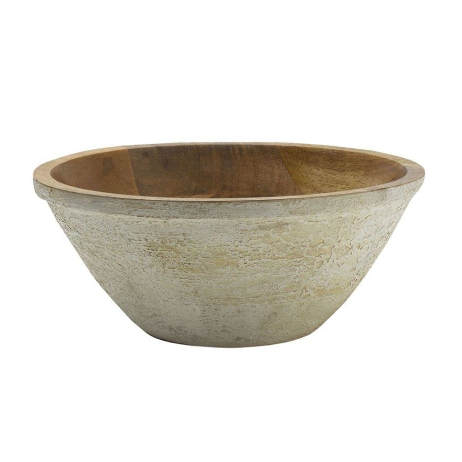 Serveware Fitz and Floyd Serving Bowls | Austin Craft Mango Wood Deep Serve Bowl, White