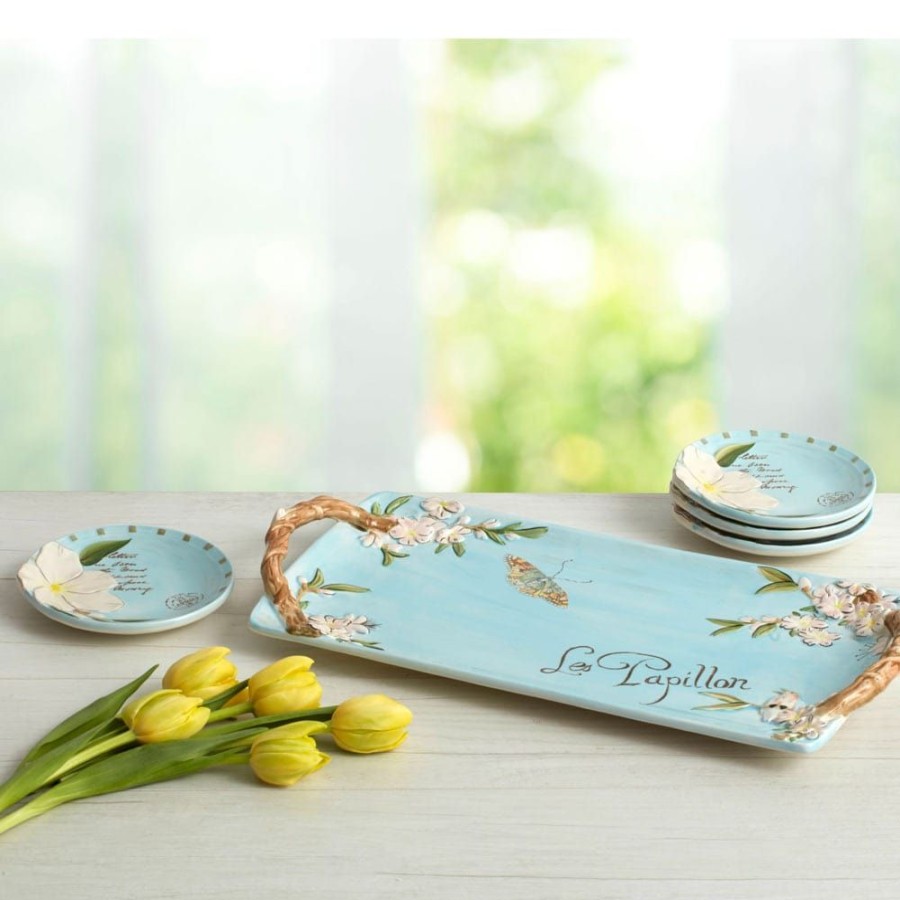 Dining Fitz and Floyd Appetizer Plates | Toulouse Set Of 4 Blue Appetizer Plates