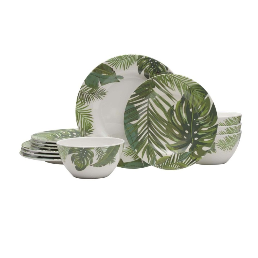 Dining Fitz and Floyd Dinnerware Sets | Tropical Fun Outdoor Melamine 12 Piece Dinnerware Set, Service For 4