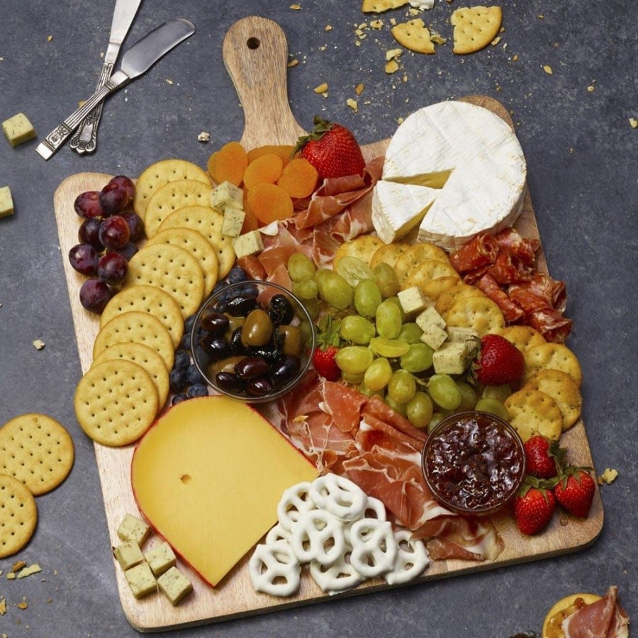 Serveware Fitz and Floyd Appetizer And Snack Serveware | Austin Craft Maryn Mango Wood Paddle Cheese Charcuterie Serving Board, White