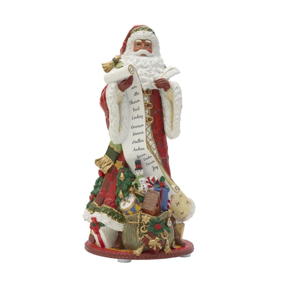 Figurines Fitz and Floyd Santa | Holiday Home African American Musical Figurine, Jolly Ole Saint Nicholas, 10.75 In