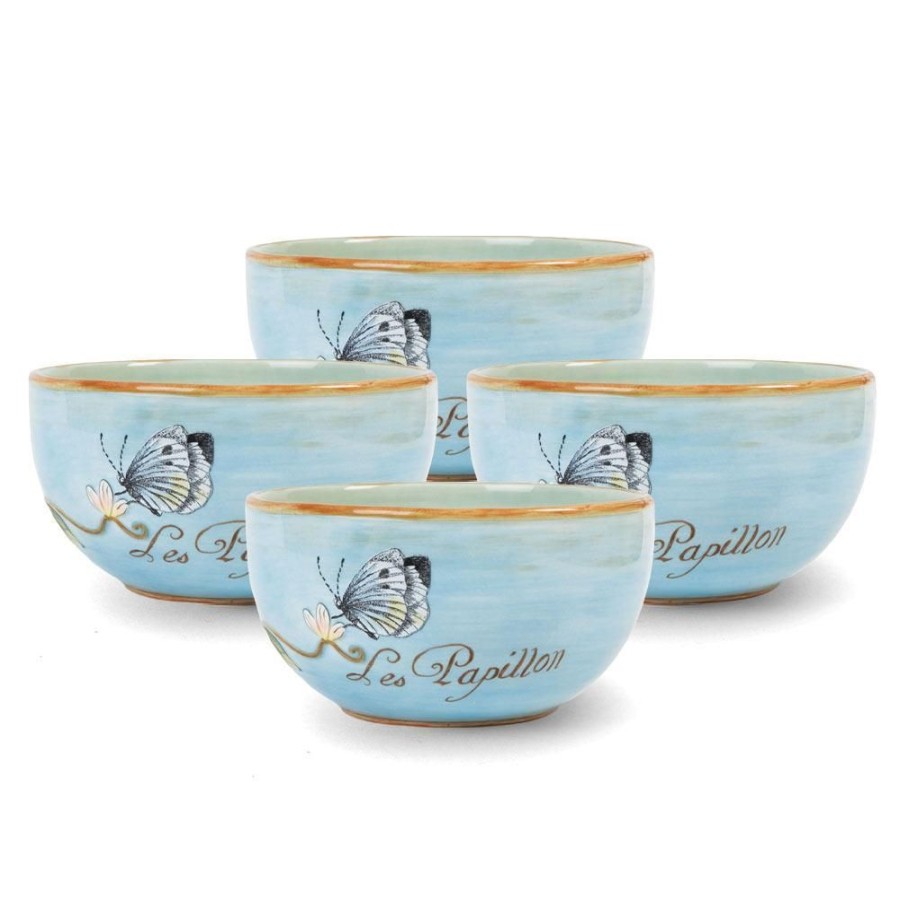 Dining Fitz and Floyd Individual Bowls | Toulouse Set Of 4 Blue Small Bowls