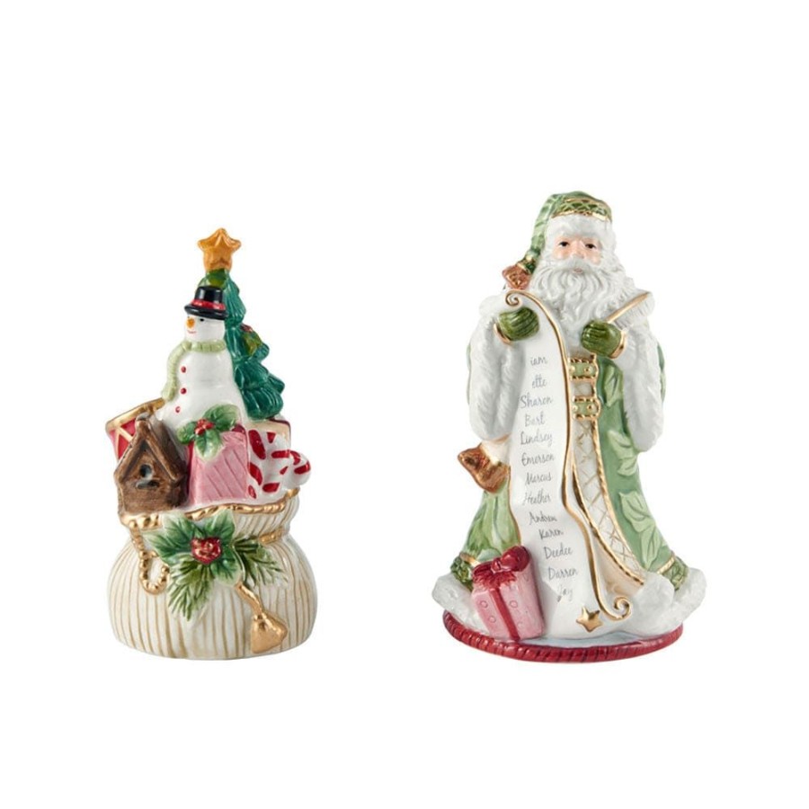 Serveware Fitz and Floyd Salt And Pepper Sets | Holiday Home Green Santa Salt And Pepper Set