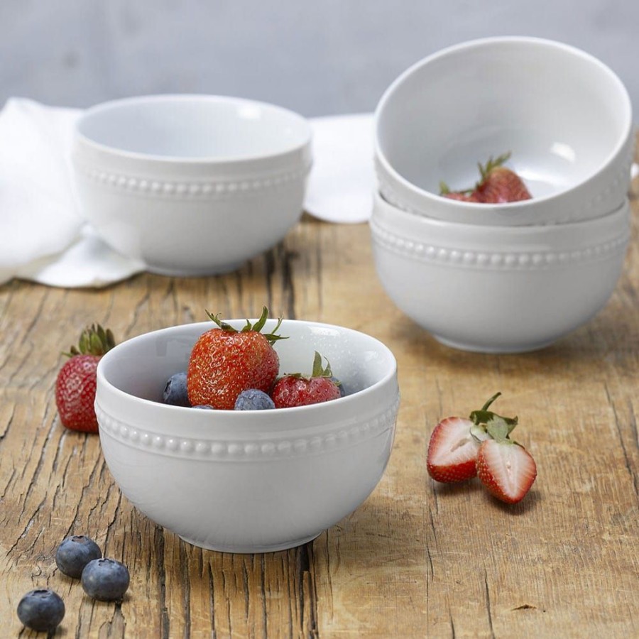 Dining Fitz and Floyd Individual Bowls | Everyday White® Beaded Set Of 4 Fruit Bowls