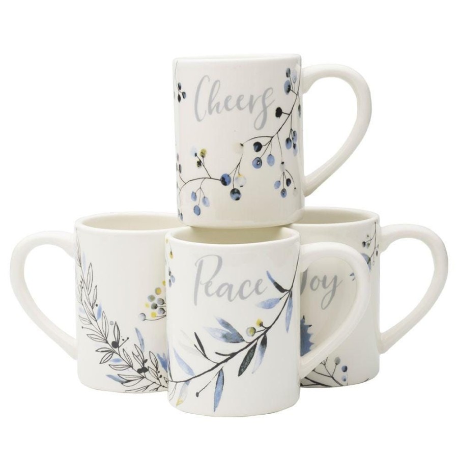 Dining Fitz and Floyd Mugs | Noel Noir Set Of 4 Mugs