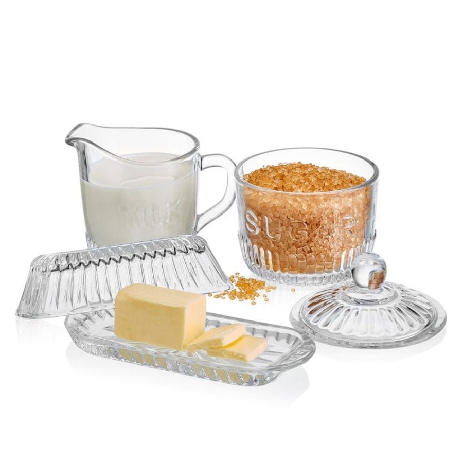 Serveware Fitz and Floyd Specialty | Everyday White® Bistro Covered Butter, Sugar And Creamer Hostess Set