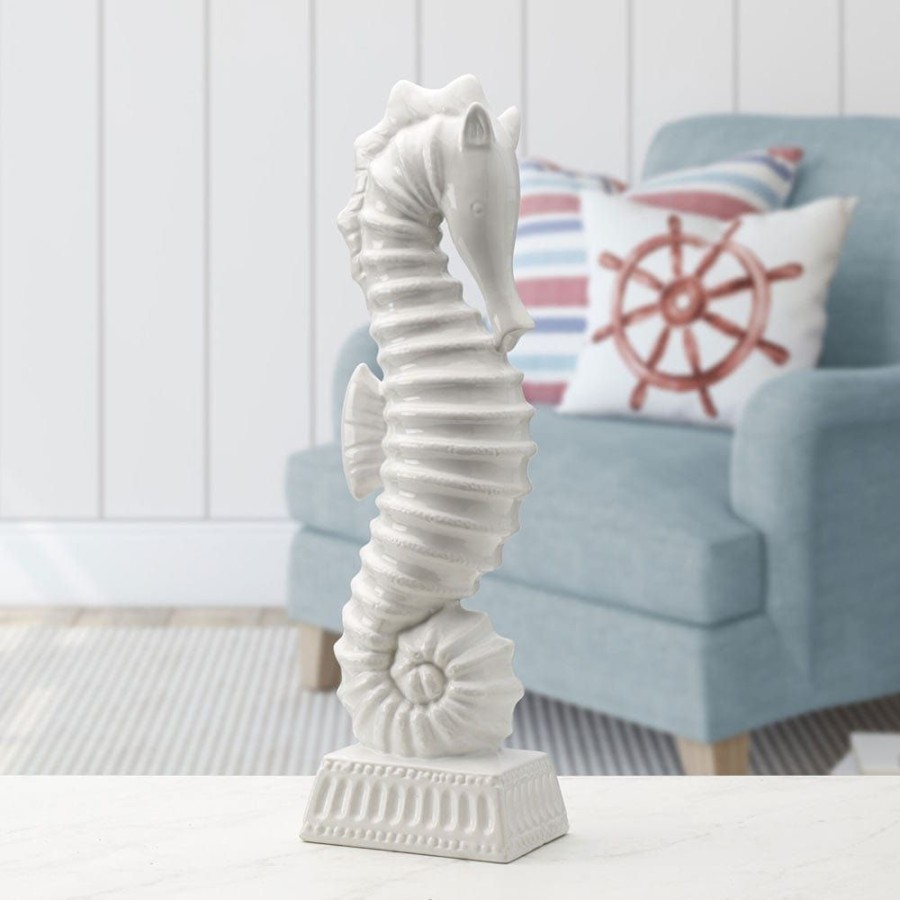 Figurines Fitz and Floyd Coastal | Coastal Home White Seahorse Figurine 16.75 In