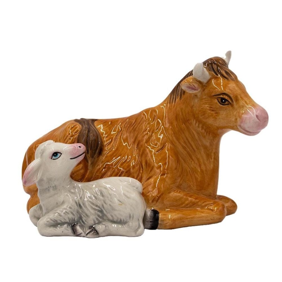 Figurines Fitz and Floyd Nativity | Nativity Oxen And Lamb Figurine, 4.75 In