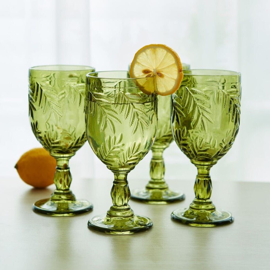 Dining Fitz and Floyd Glasses | Villa Palm Wine Goblets Set Of 4